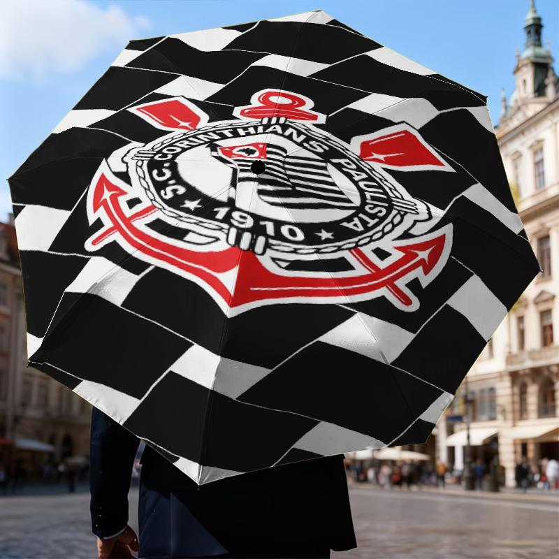 1PC Sport Club Football Crest Printed Umbrella Folding umbrella, automatic umbrella 8-Frame for Travel, camping Fan gifts Christmas Gifts