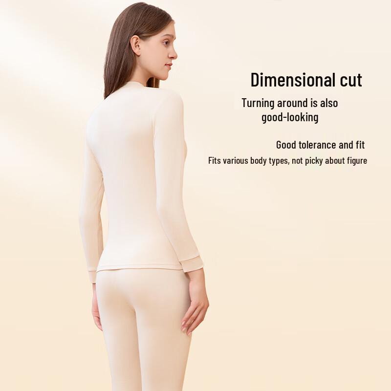 Langsha Women's 7A Antibacterial Pure Cotton Mock Neck Thermal Set