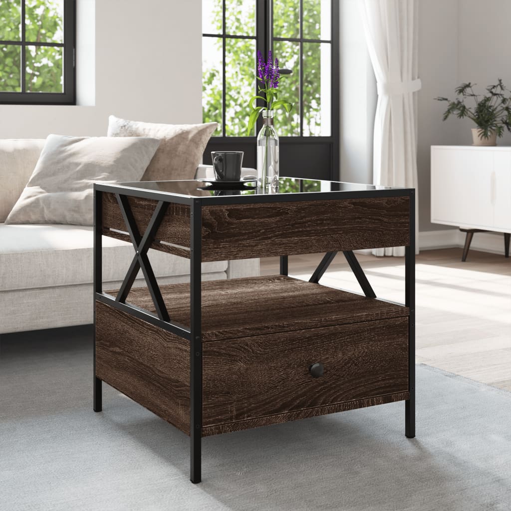 Infinity LED Coffee Table Brown Oak Effect 50x50x51 cm
