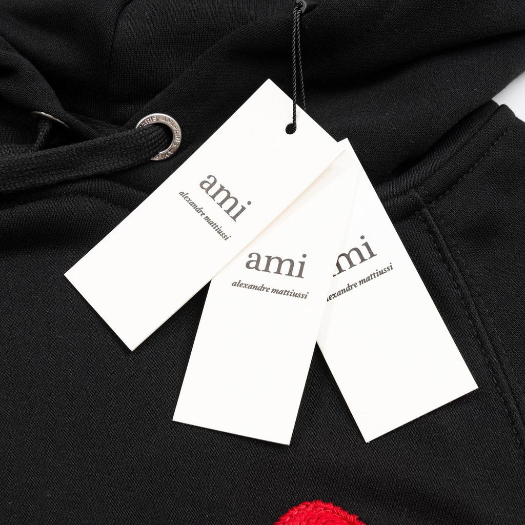 668 AMI Autumn and Winter New Product Classic Weaving Love Towel Embroidered Shoulder Insert Men's Hoodie