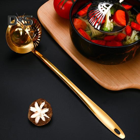 Stainless Steel Skimmer Spoon for Frying Cooking 2 In 1 Slotted Spoon Long Handle Colander Strainer Scoop for Hotpot Pasta Noodles