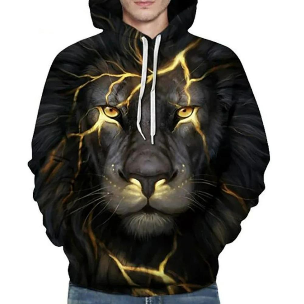 Moletom Masculino Estampado Animal 3D Moda Casual Outono Manga Longa Pulôver Mulher Exterior Rua