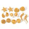 Ocean Elements Scallop Titanium Steel Earrings, 18K Gold Stainless Steel Ear Rings, Conch Starfish Studs