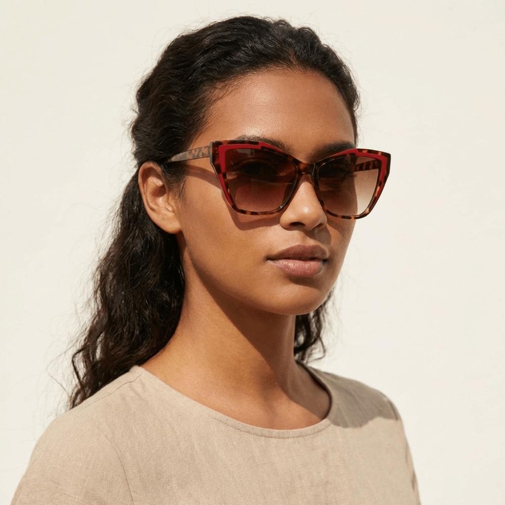 Steampunk Fashion Sunglasses Contrast Color UV Protection Sunglasses Cat Eye Sunglasses Beachwear