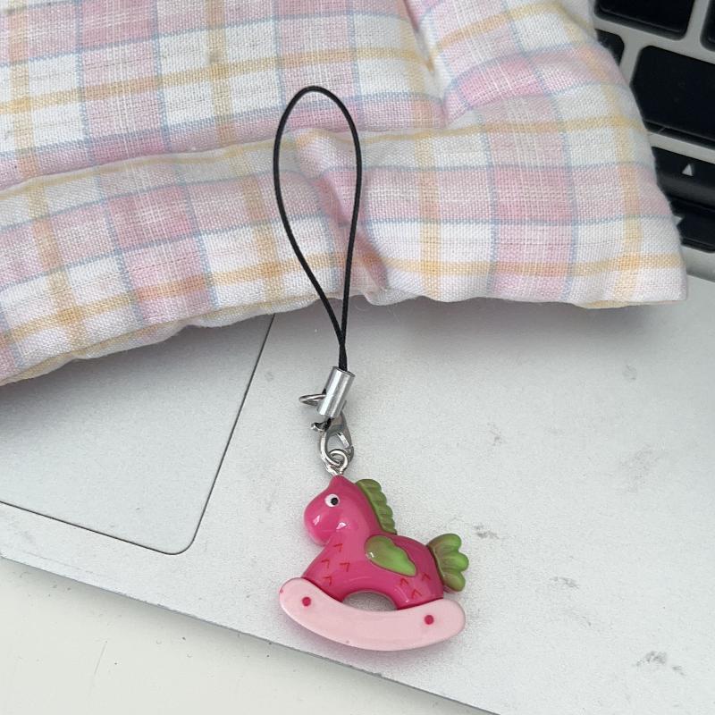 

1Pcs Colorful Horse Backpack Pendant Accessory Vibrant Horse Charm Phone Lanyard Keychain For Girls as the picture