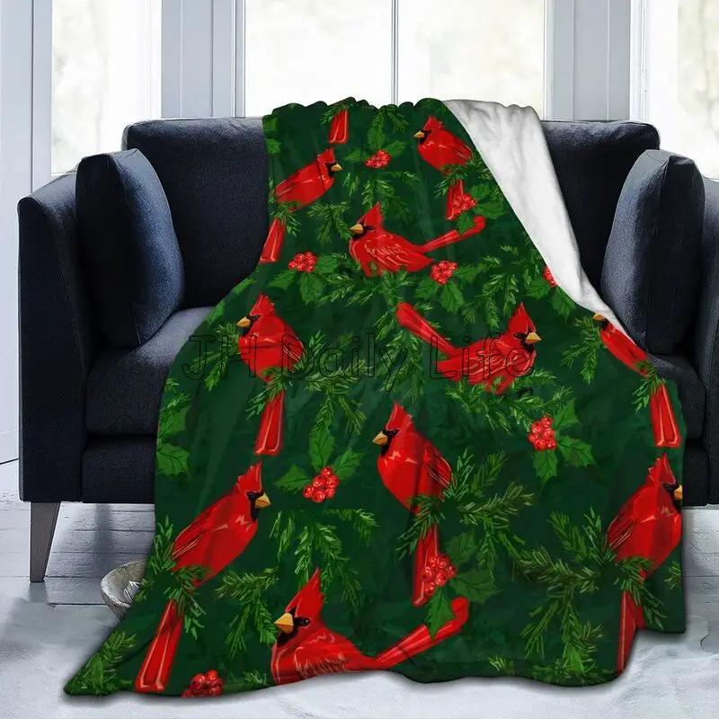 Red Cardinal Flower Branch Blanket Gifts for Women Flannel Throw Blankets Soft Comfy Lightweight for Home Decor Couch Bed Sofa