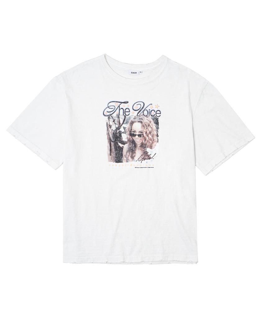 Yulleo Damaged Crew Graphic T-Shirt_Voice (White)