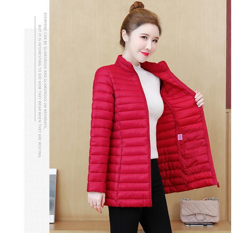 Women's Down Padded Jacket Mid-length Lightweight Cotton-padded Jacket Korean Style Plus Size Slim Winter Jacket Padded Jacket