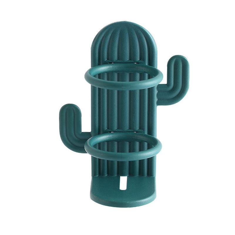 

Держатель для зубной щетки-кактуса, держатель для электрической зубной щетки на одного человека, настенная настенная стойка для хранения кистей для макияжа, расческа для ванной комнаты темно-зеленого