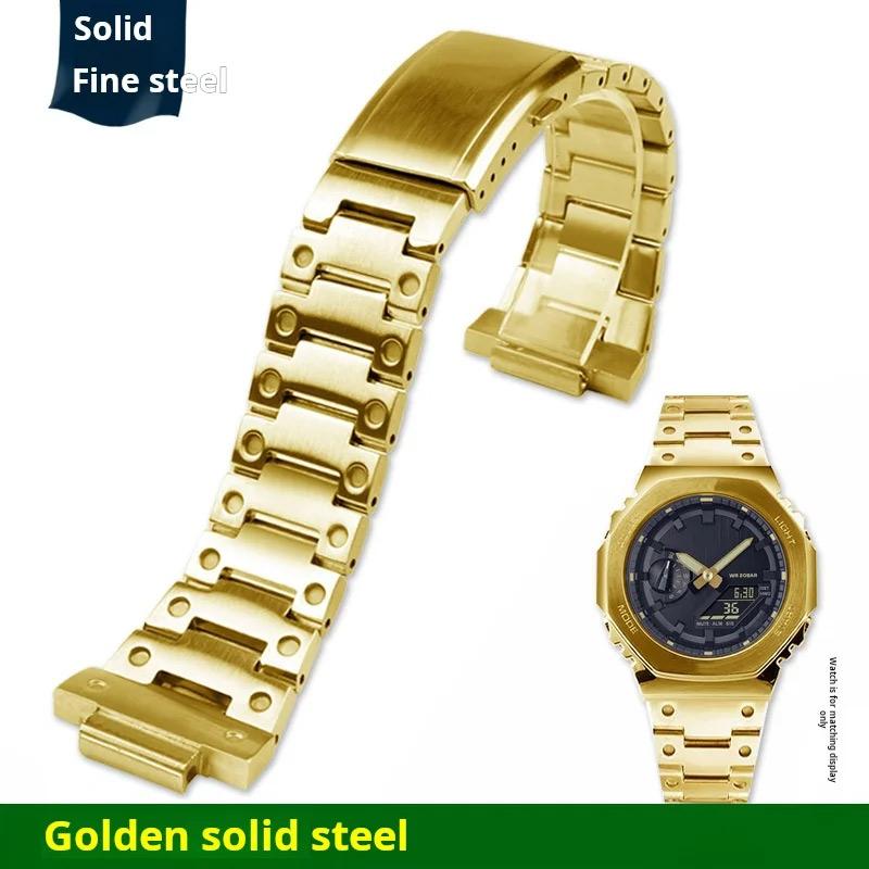 

For G-SHOCK Casio GA-2100 GA-2110 GBM-2100 GM-2100 stainless steel watch band GA2100 Replacement metal strap men Bracelet 16mm GA2100 GA2110 золотистый