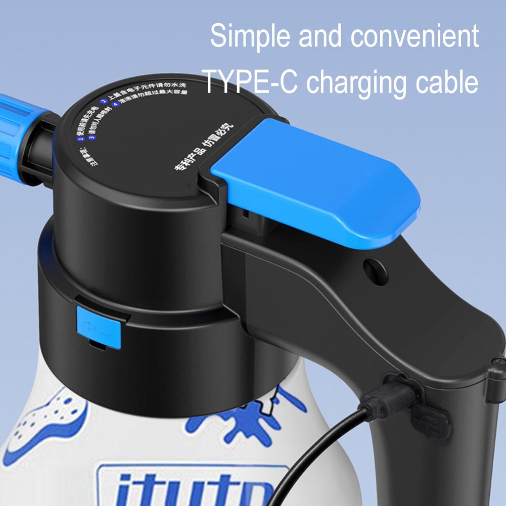 1.5L Electric Powerful Foam Sprayer Foaming Pump for Car Wash USB Rechargeable Auto Wash Foam Spray Bottle Car Cleaning Tools