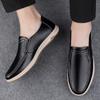 Fashion Fashion Brand's New Blue Men's Genuine Leather Casual Shoes Anti Slip Interview Commuting Work Shoes Men's Split Leather Shoes