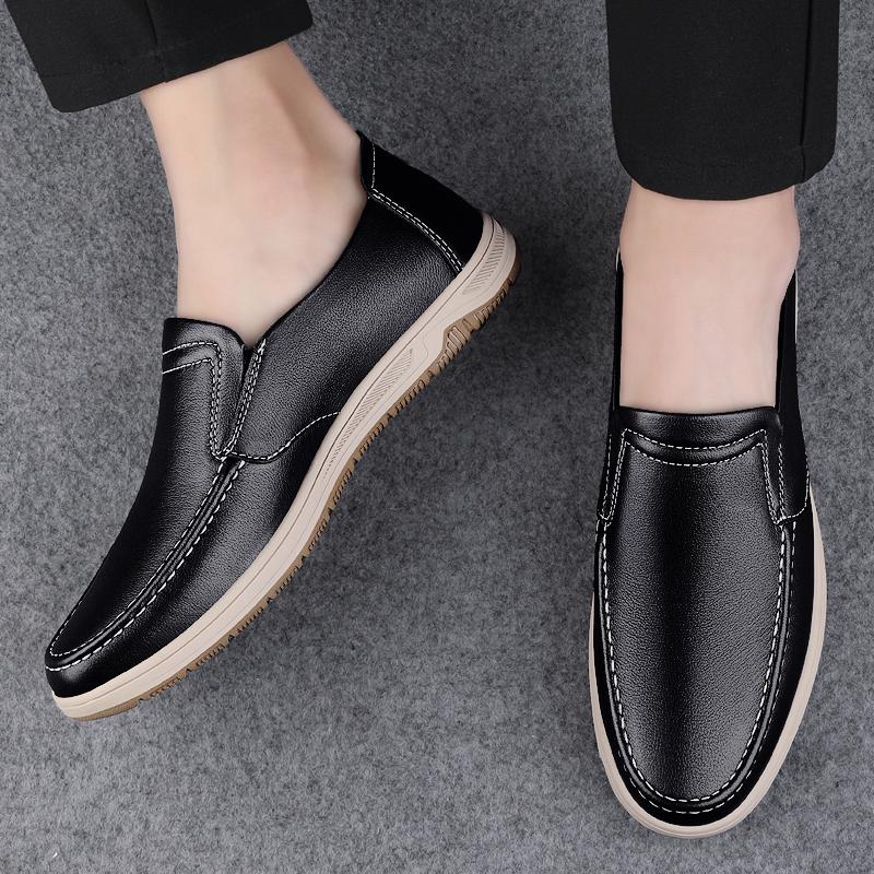 Fashion Fashion Brand's New Blue Men's Genuine Leather Casual Shoes Anti Slip Interview Commuting Work Shoes Men's Split Leather Shoes