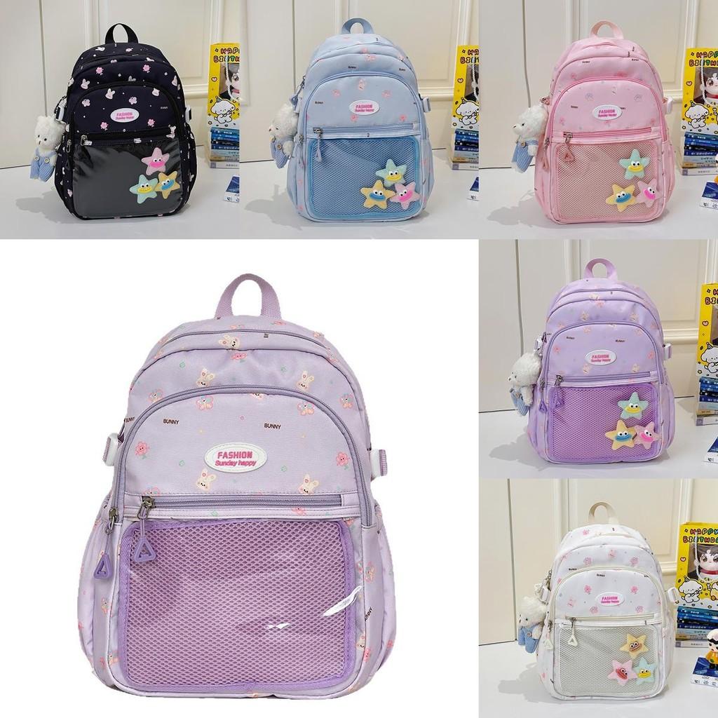 Urbaner Minimalistischer Nylon-Rucksack Für Die Schule Mit Letter-Hase Und Schmetterlings-Print-Design Für Teenager Und Schüler