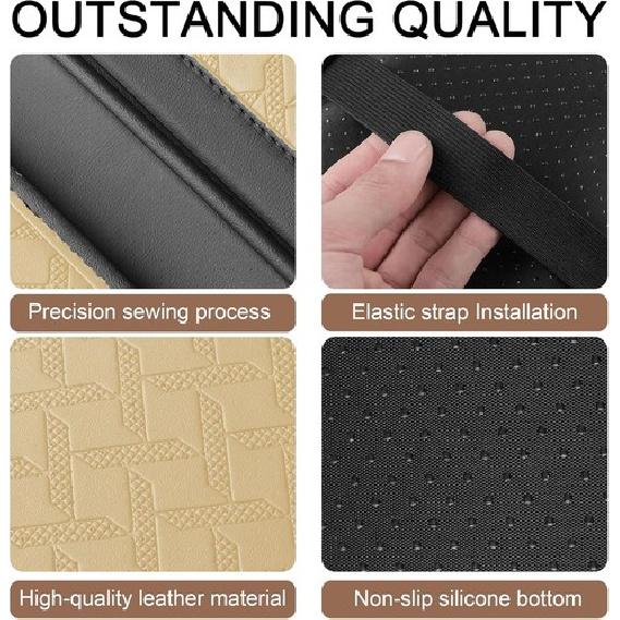 Center Console Cushion Pad, Universal Leather Waterproof Armrest Seat Box Beige