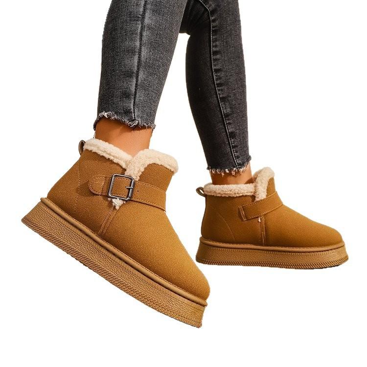 Large Size Platform Snow Boots for Women, 2025 Autumn/winter New Fleece, Thickened and Warm Birkenstock Sleeve Cotton Boots for Women