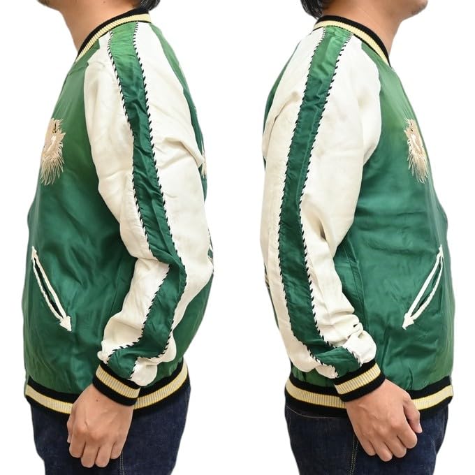 Tailor Toyo Aging Souvenir Jacket Sukajan WHITE TIGER LANDSCAPE Taylor Toyo TT15545-145 × (JP, Alphabet, S, Green)