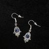 New Gothic Charm Sliver Color Fatima's Hand Turkish Blue Eyes Devil's Eye Dangle Earrings for Women Men Halloween Amulet Jewelry
