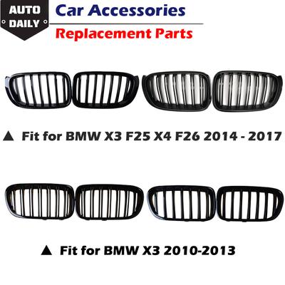2pcs Fit For BMW X4 F26 X3 F25 2010-2013 2014-2017 Car Front Bumper Racing Grill Kidney Grilles Grille Car Styling
