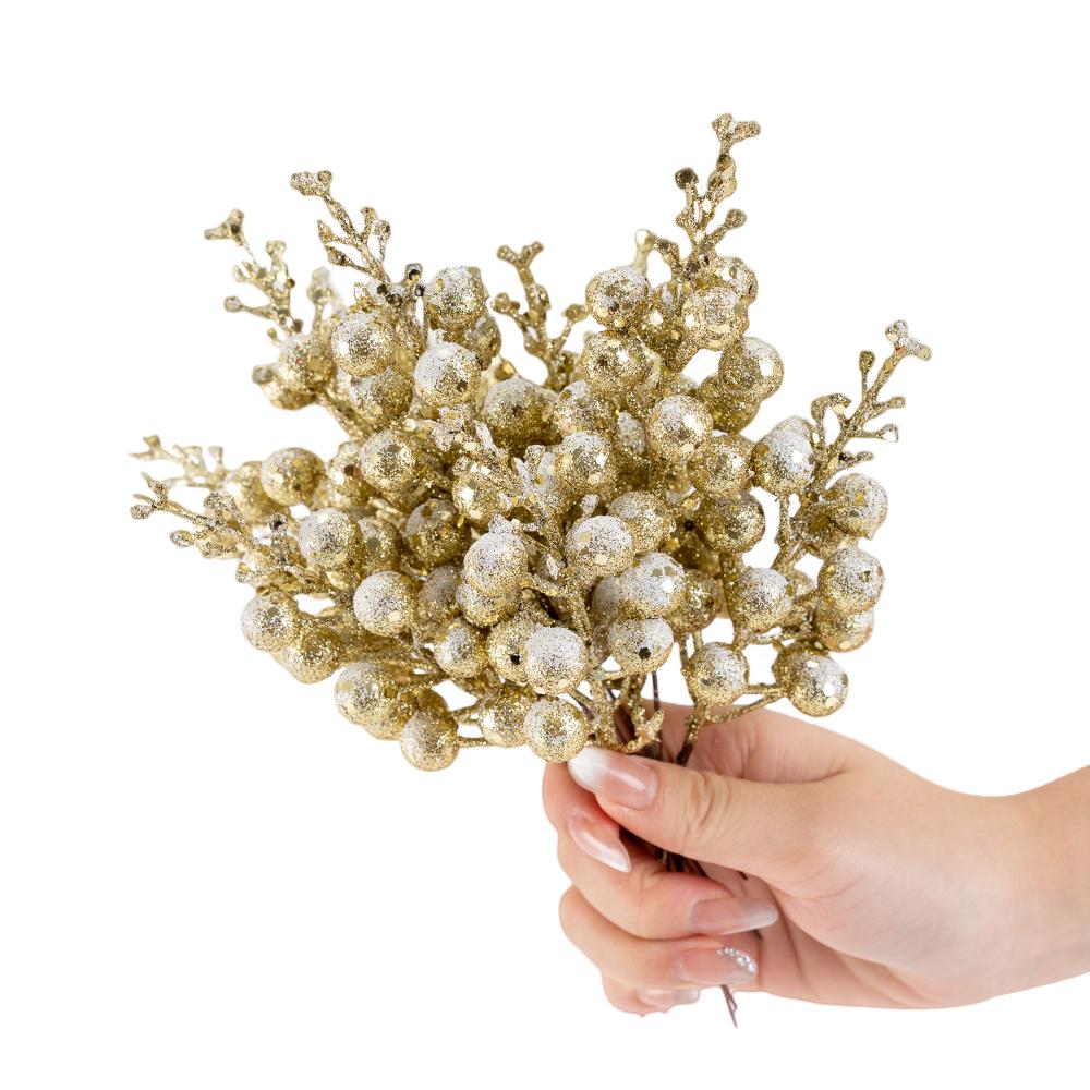 5/10Pcs 21cm Snow White Artificial Berry Branches Christmas Tree Decoration for Xmas Wreath Home Decor Gifts 2026 Party Supplies