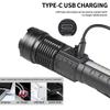 Powerful LED Flashlight Portable USB Rechargeable Torch 7 Lighting Modes Zoomable Waterproof Outdoor Camping Supplies Light