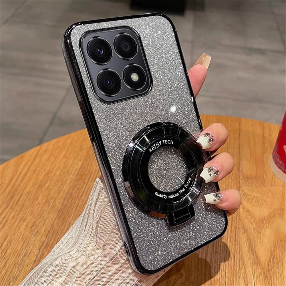 Plating Glitter Magnetic Stand Phone Case For Honor X6 X6S X7 X7A X8 X8A X8B X9 X9A Soft Silicone Shockproof Clear Bumper Cover