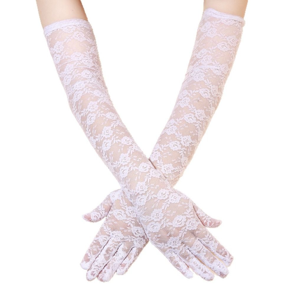 Elegant Bridal Gloves Transparent Lace Gloves Luxury Wedding Mittens Wedding Bride