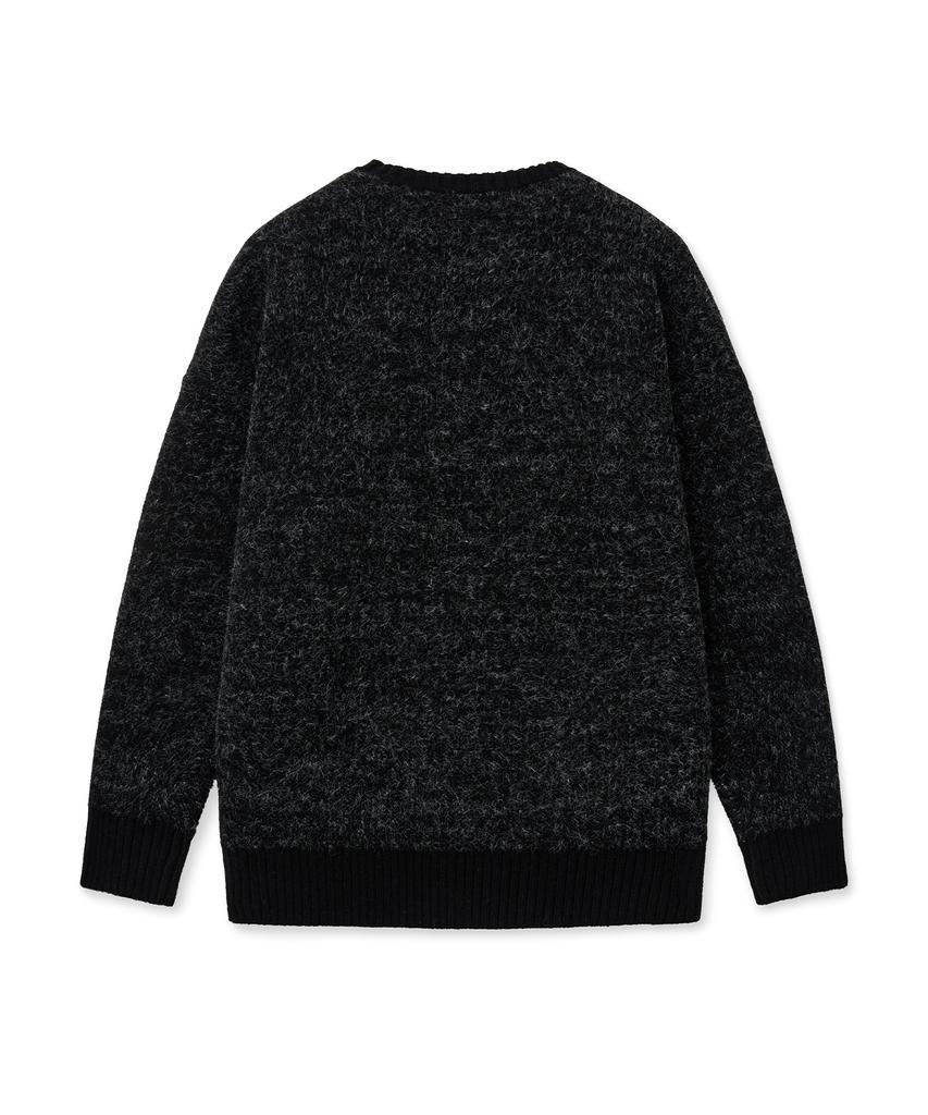 STANDARDERROR 87-Stan192 Pullover Brushed Lettering Jacquard Knit Black