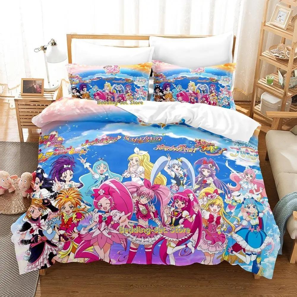 Nuevo Juego de Ropa de Cama Pretty Cure Individual Twin Full Queen King Size Funda Nórdica de Anime para Decoración de Dormitorio de Adulto Niño