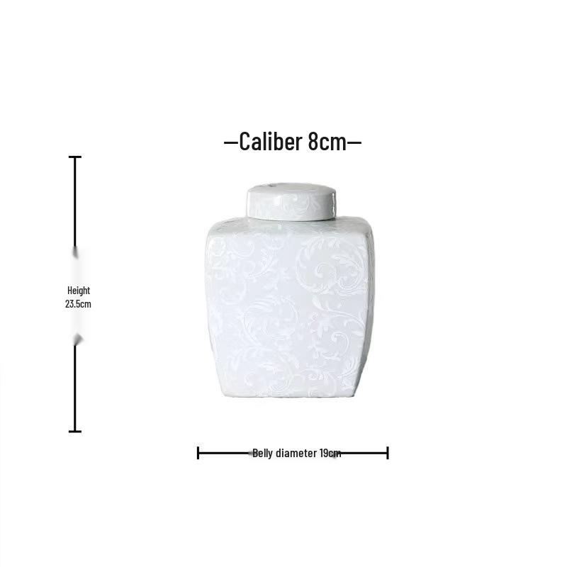 White Embossed Nordic Ceramic Vase - Elegant Home Décor Piece