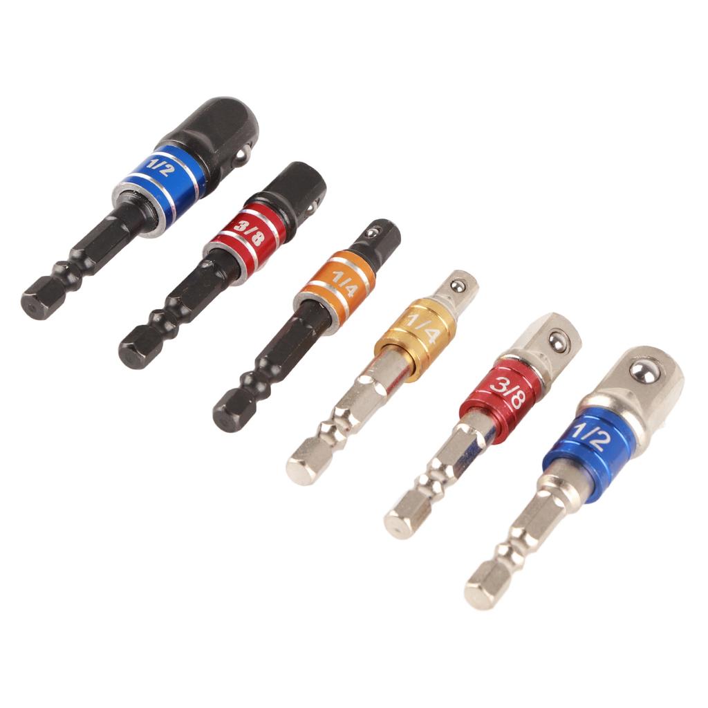6Pcs Socket Adapter Set Hex Shank Bit Socket Wrench Adapter Extension Set Air Screwdriver Power