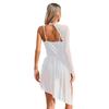 Womens Asymmetrical Lyrical Dancewear Long Sleeve Spaghetti Straps Patchwork Irregular Hem Dresses