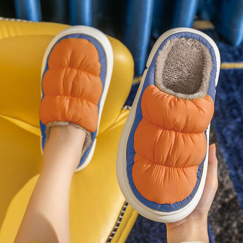 Cotton slippers men's autumn and winter indoor home velvet warm household confinement shoes women's winter cloth soft