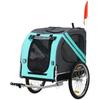 PawHut Pet Trailer, Dog Trailer, Bicycle Trailer, Foldable, Rain Cover, Steel, Grey+Green, 130 X 73 X 90 Cm