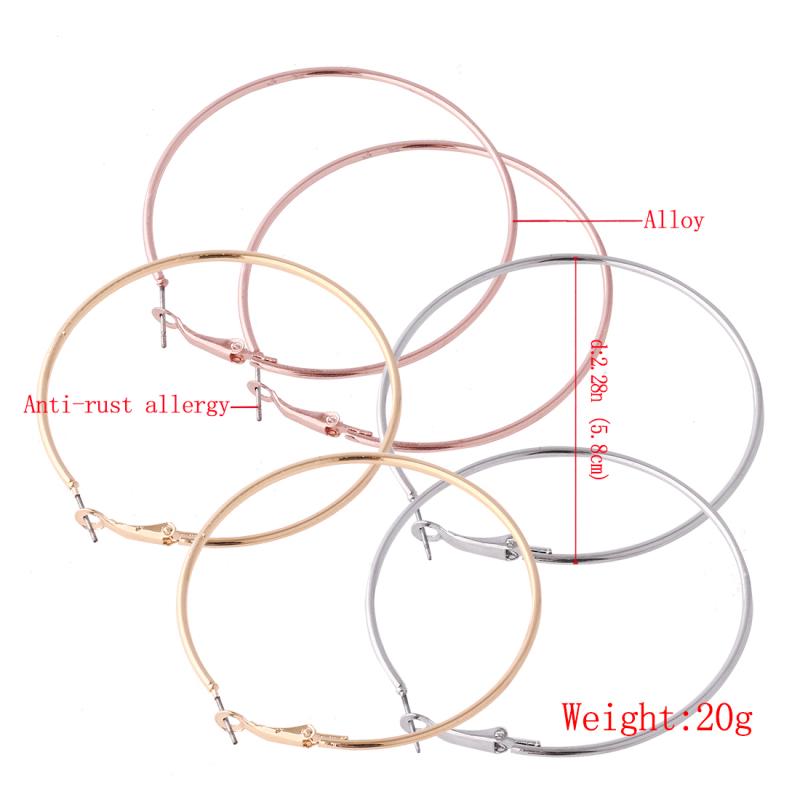 RUI RUI YU 3 Pairs Women Fashion Simple Big Round Circle Earrings Smooth Alloy Earrings (Golden + Silver + Rose