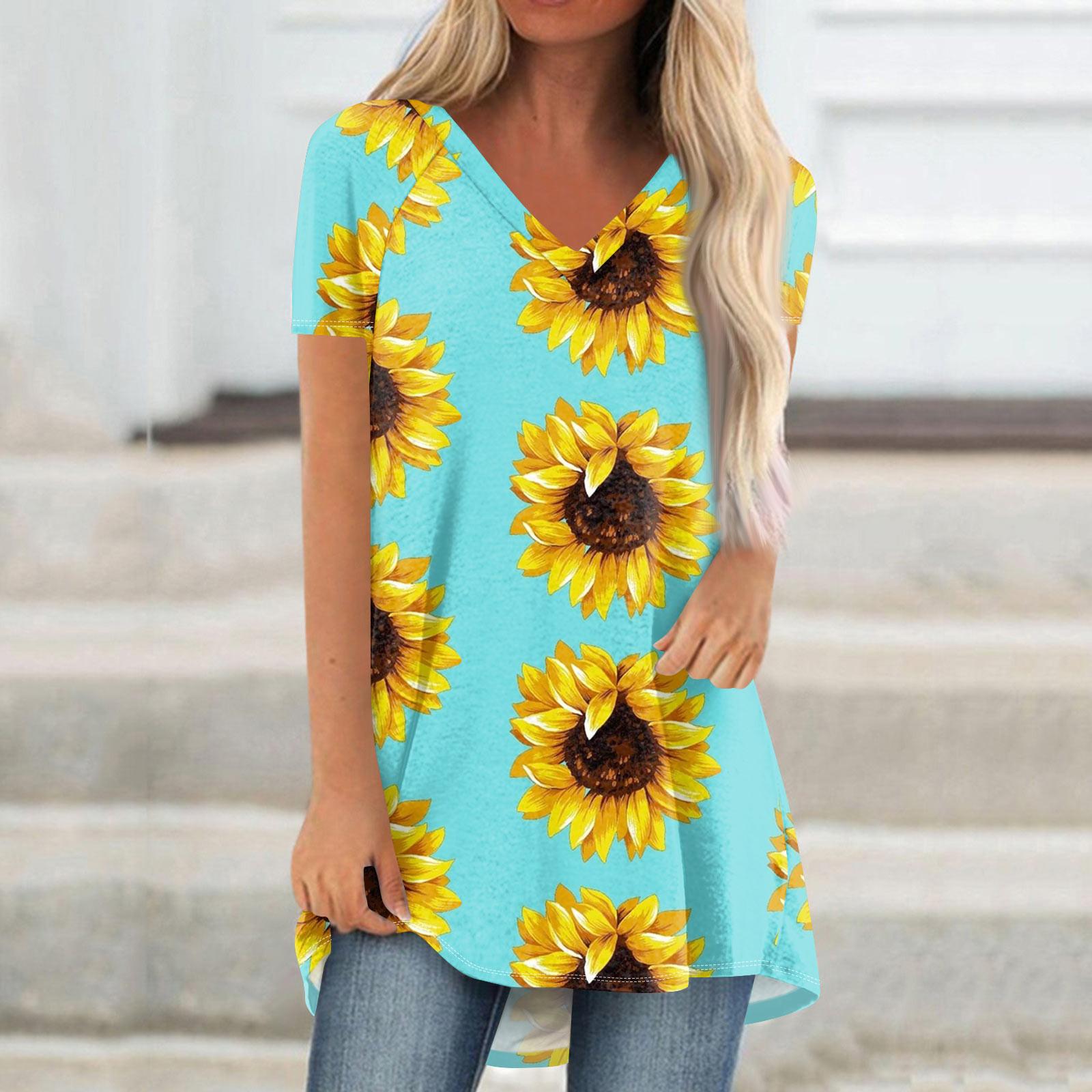 

Женские плиссированные свободные топы с короткими рукавами Плюс размер Повседневные топы с V-образным вырезом и короткими рукавами Повседневные летние футболки Женские топы Футболки Рубашки L циан