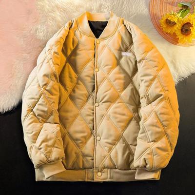 Men's Bomber Jacket Quilted Varsity Baseball Jacket Winter Warm Padded Coat Casual Loose Fit Outwear