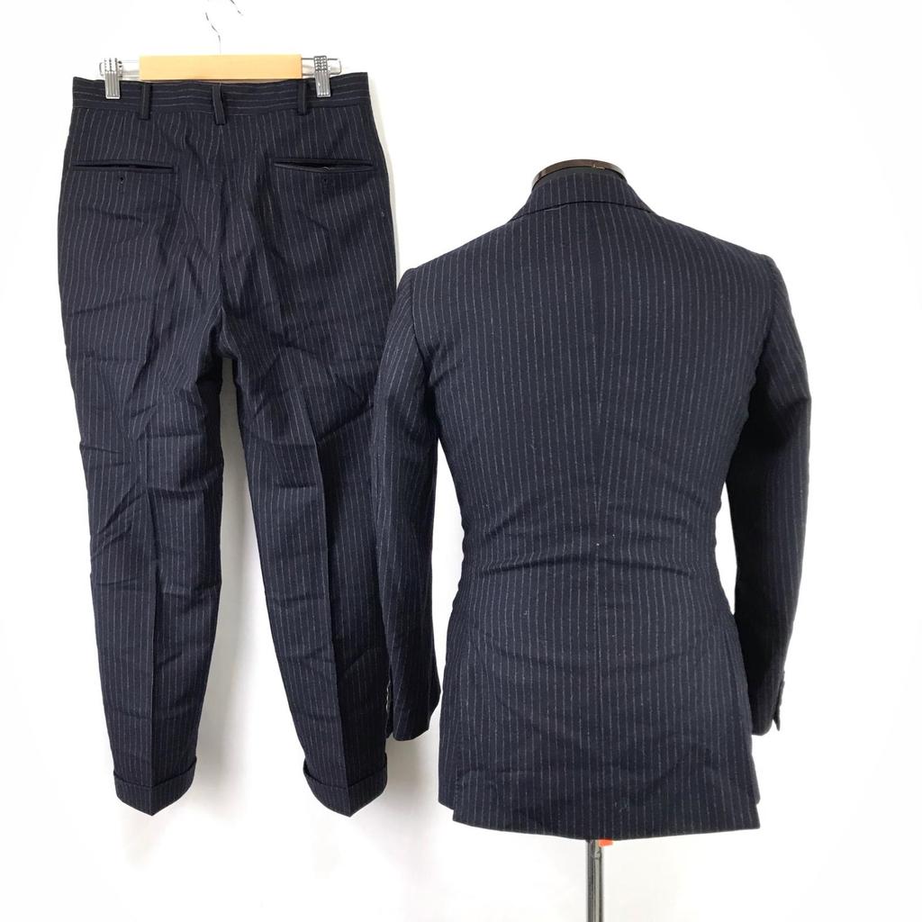 Made in Japan TOMORROWLAND Autumn/Winter Suit Set XS-S Men Navy Stripe Fully Lined Single Jacket/Pants(USED)