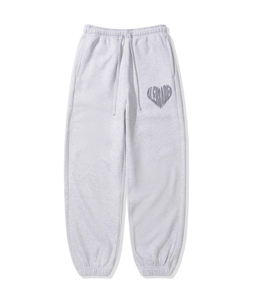 ALEXNAIDEN Loop Heart Fleece-Lined Jogger Pants (White Melange)
