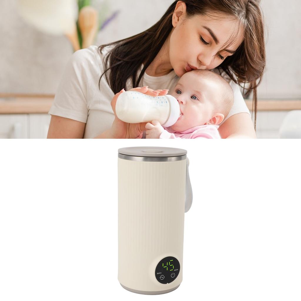 Tragbarer Milchwärmer und Mixer, Elektrischer Milchschaumer, Schnelles Aufheizen, Automatische Abschaltung, Integrierter rotierender Rührer, für Kaffee-Milch, Kabellos, 400 ml, Warm