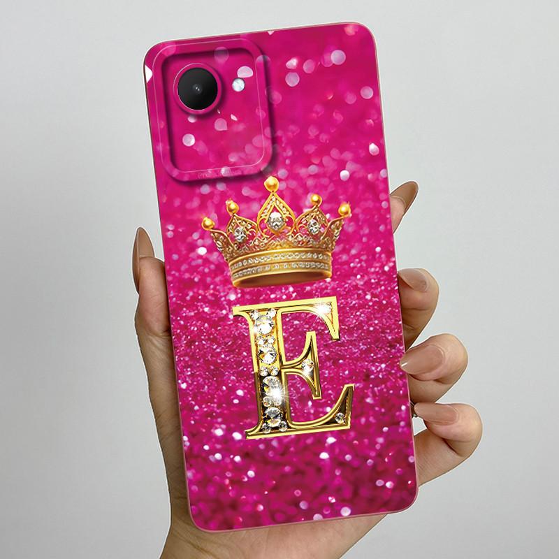 

For Realme C30 C30s Narzo 50i Prime Case Crown Letters Soft Phone Cases For Realme RMX3690 RMX3581 Camera Protection Back Cover realme C30