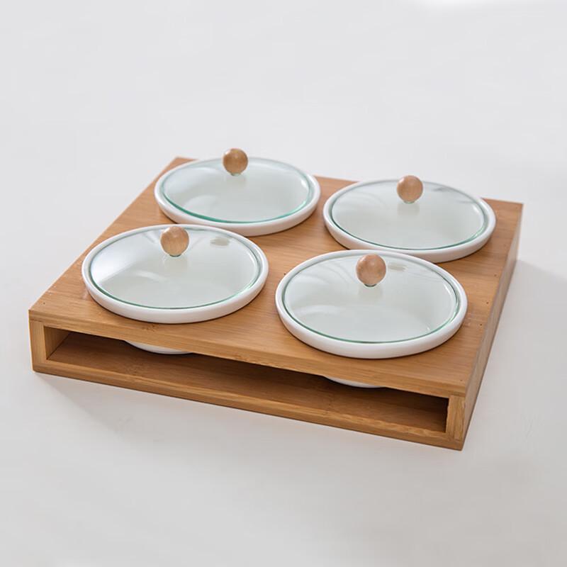 

Qianxing Round Ceramic Divided Snack Serving Set