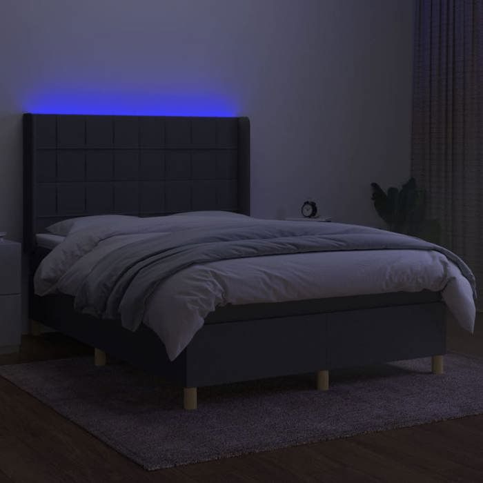 Maison Exclusive - Bettlattenrost Matratze LED Dunkelgrau 140x200 cm Stoff