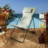 FOLDABLE DECK CHAIR Grue KHAKI adjustable backrest with cushion