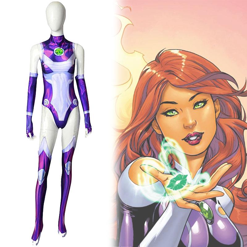Titans Cartoon Teen Starfire Cosplay Costume Bodysuit Anime Heroes Roleplaying