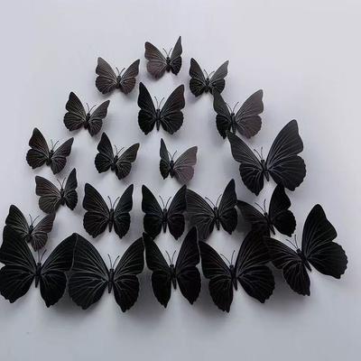 12pc Multicolor 3D Butterfly Wall Stickers Art Decal Living Room Solid Color Butterflies Wallpaper For Home Decor Mural Decals