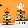 Halloween Pumpkin Ghost Wooden Ornament, Tabletop Decor for Home Party, Kids Birthday Gift & Party Favors