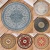 Vintage Ethnisches Muster Runder Teppich Elegante Florale Geometrische Rankenmuster Weicher Rutschfester Teppich für Wohnzimmer Schlafzimmer