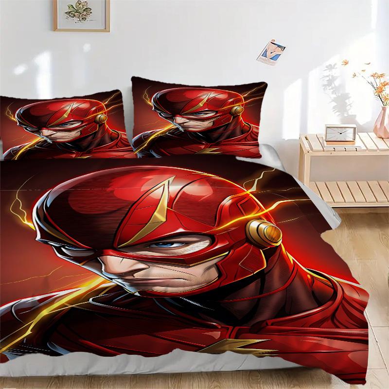 3pcs Flash superhero Duvet Cover Set, 1 Duvet Cover + 2 Pillowcases (No Insert), High-Definition Print for All Seasons,Durable yy251103066