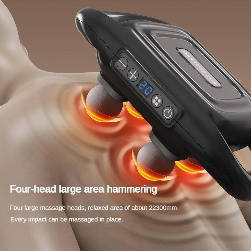 10W Wireless Four Head Fascia Gun Professional Waist And Back High-frequency Vibration Massager Muscle Relaxation Massage Gun